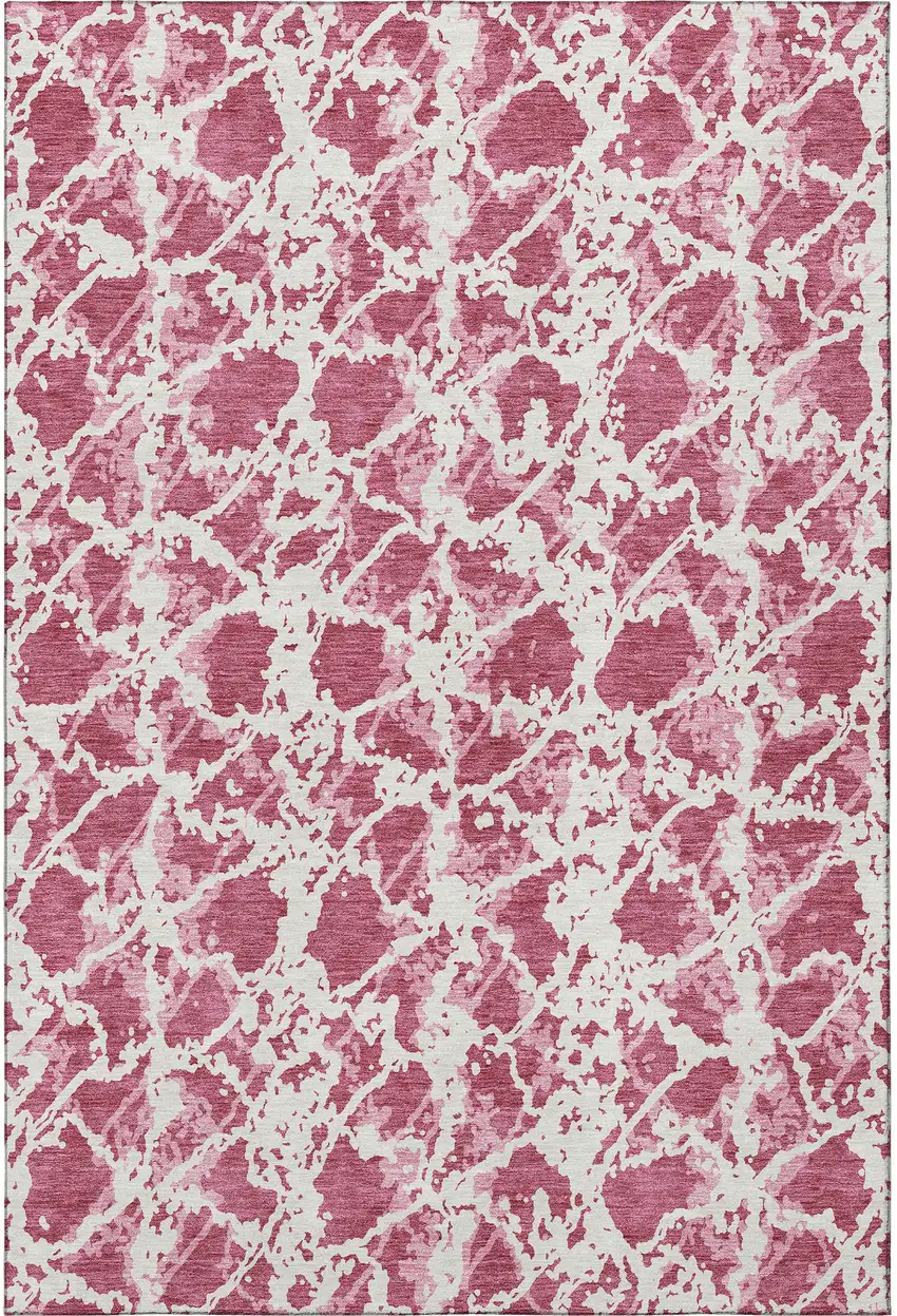Blush And Ivory Abstract Washable Area Rug With UV Protection Photo 2