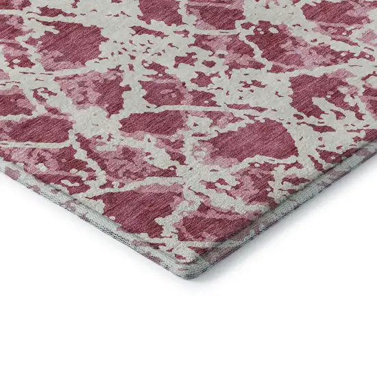 Blush And Ivory Abstract Washable Area Rug With UV Protection Photo 6
