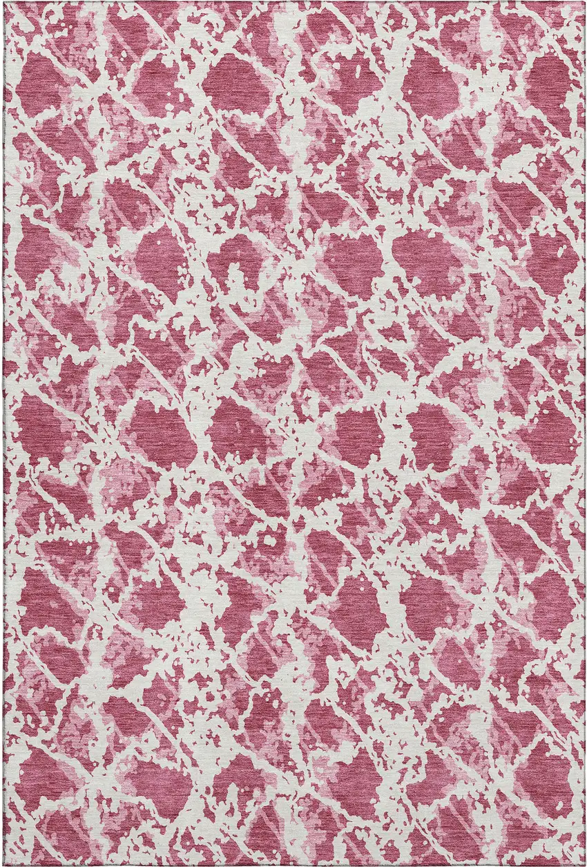 Blush And Ivory Abstract Washable Area Rug With UV Protection Photo 1