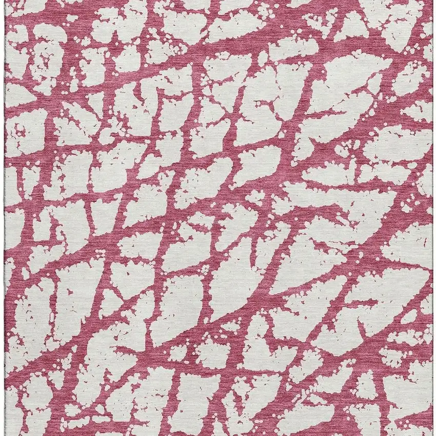 Blush And Ivory Abstract Washable Area Rug With UV Protection Photo 2