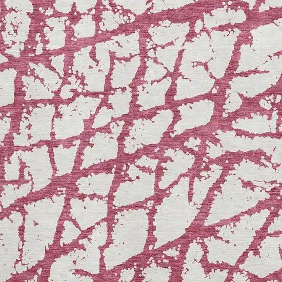 Blush And Ivory Abstract Washable Area Rug With UV Protection Photo 2