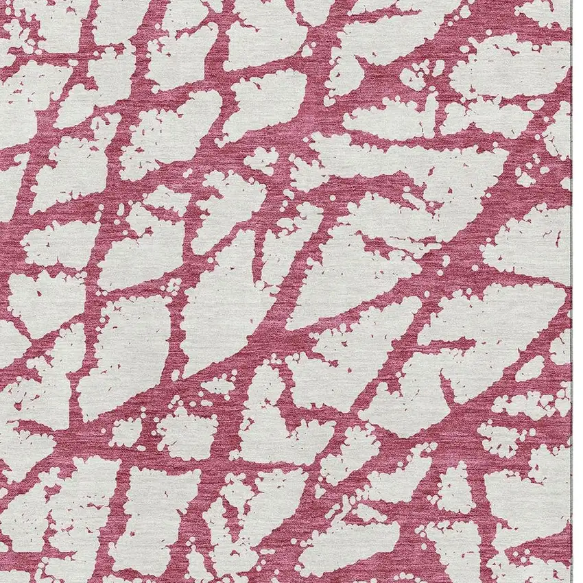 Blush And Ivory Abstract Washable Area Rug With UV Protection Photo 2