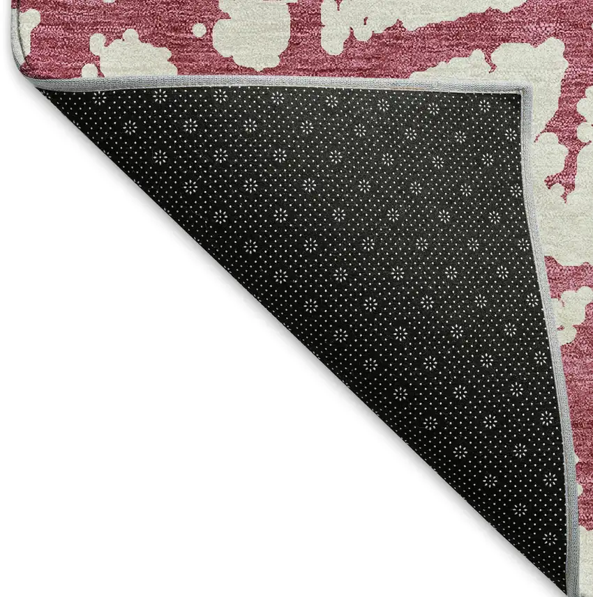 Blush And Ivory Abstract Washable Area Rug With UV Protection Photo 6