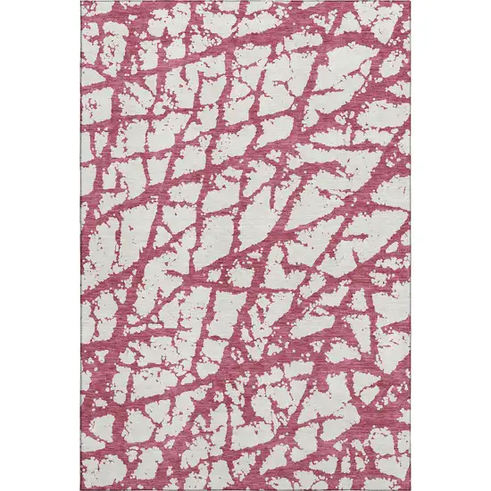 Blush And Ivory Abstract Washable Area Rug With UV Protection Photo 1