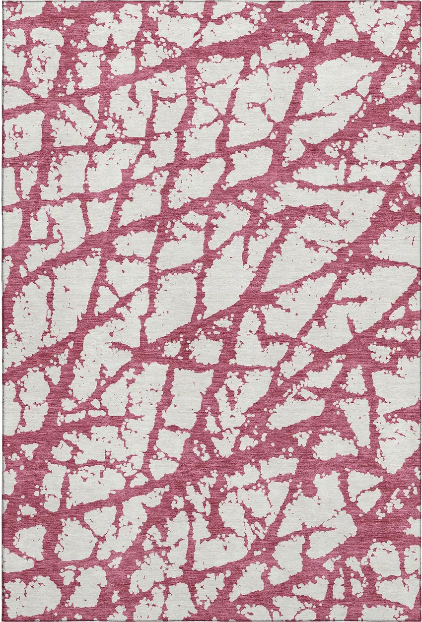 Blush And Ivory Abstract Washable Area Rug With UV Protection Photo 1