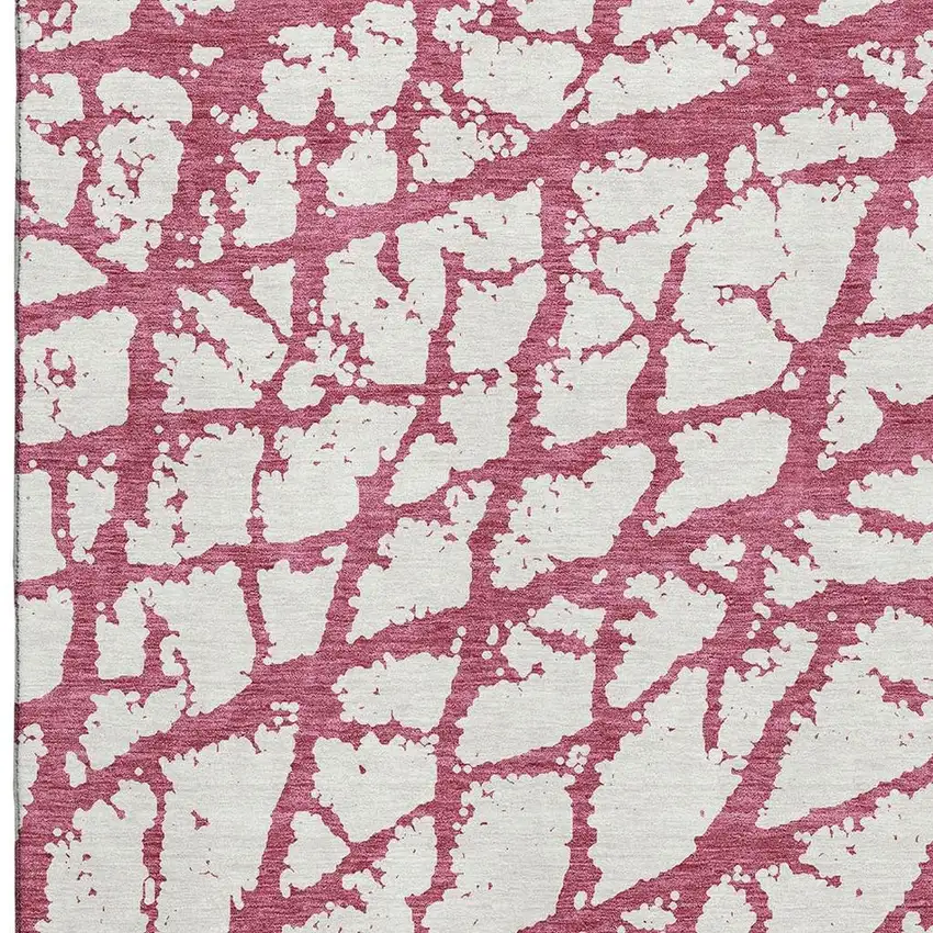 Blush And Ivory Abstract Washable Area Rug With UV Protection Photo 2