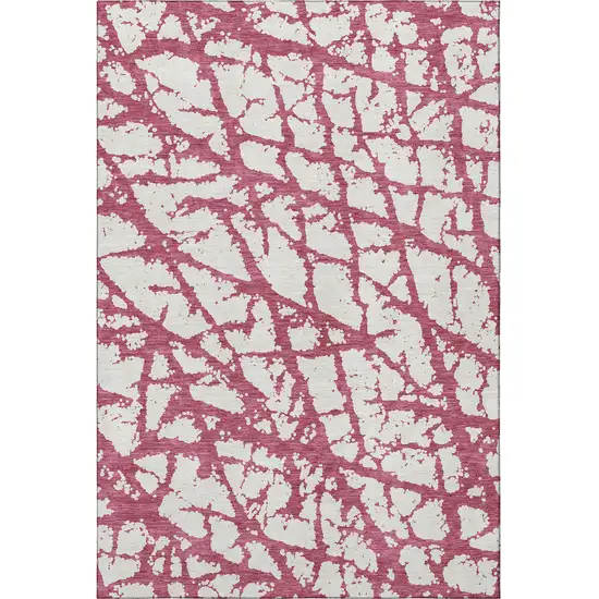 Blush And Ivory Abstract Washable Area Rug With UV Protection Photo 3