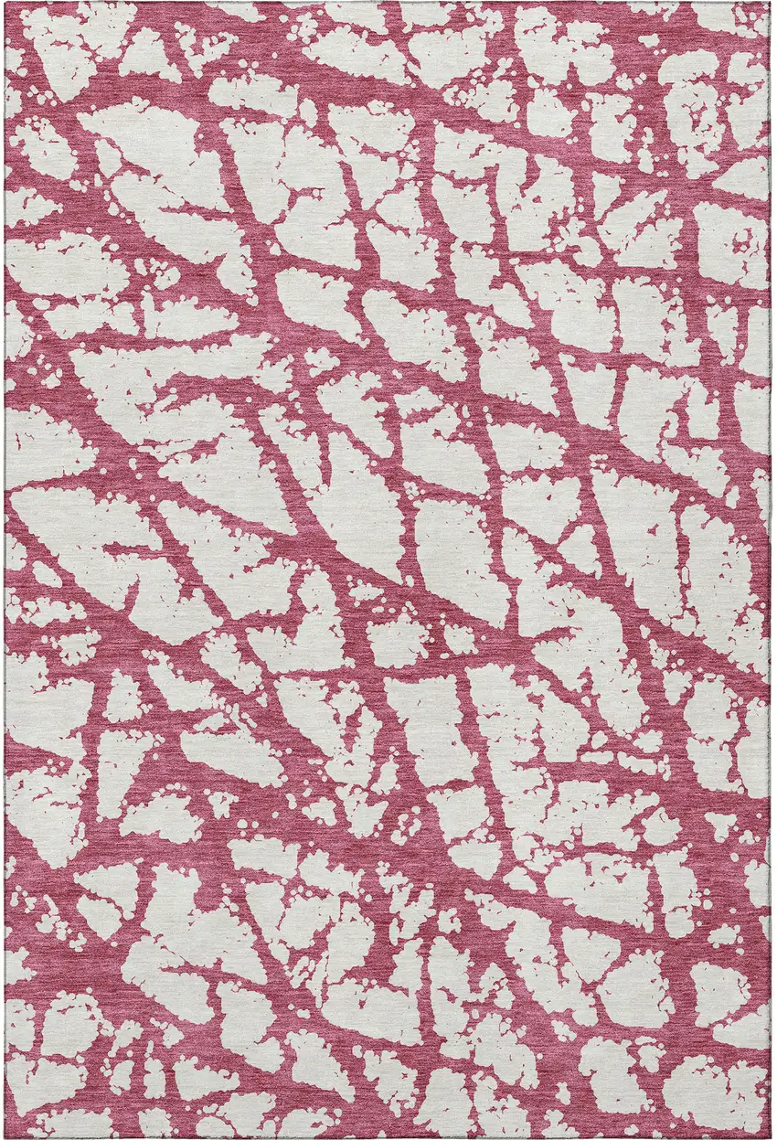 Blush And Ivory Abstract Washable Area Rug With UV Protection Photo 3