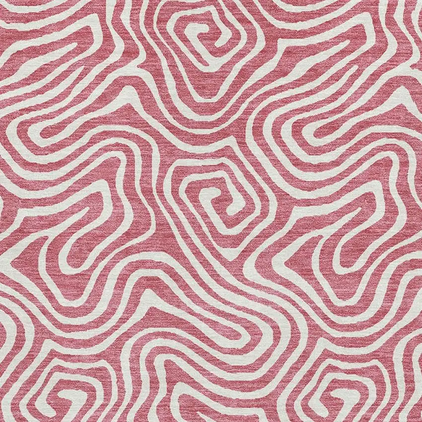 Blush And Ivory Abstract Washable Area Rug With UV Protection Photo 3