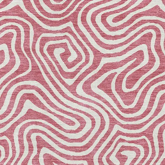 Blush And Ivory Abstract Washable Area Rug With UV Protection Photo 2