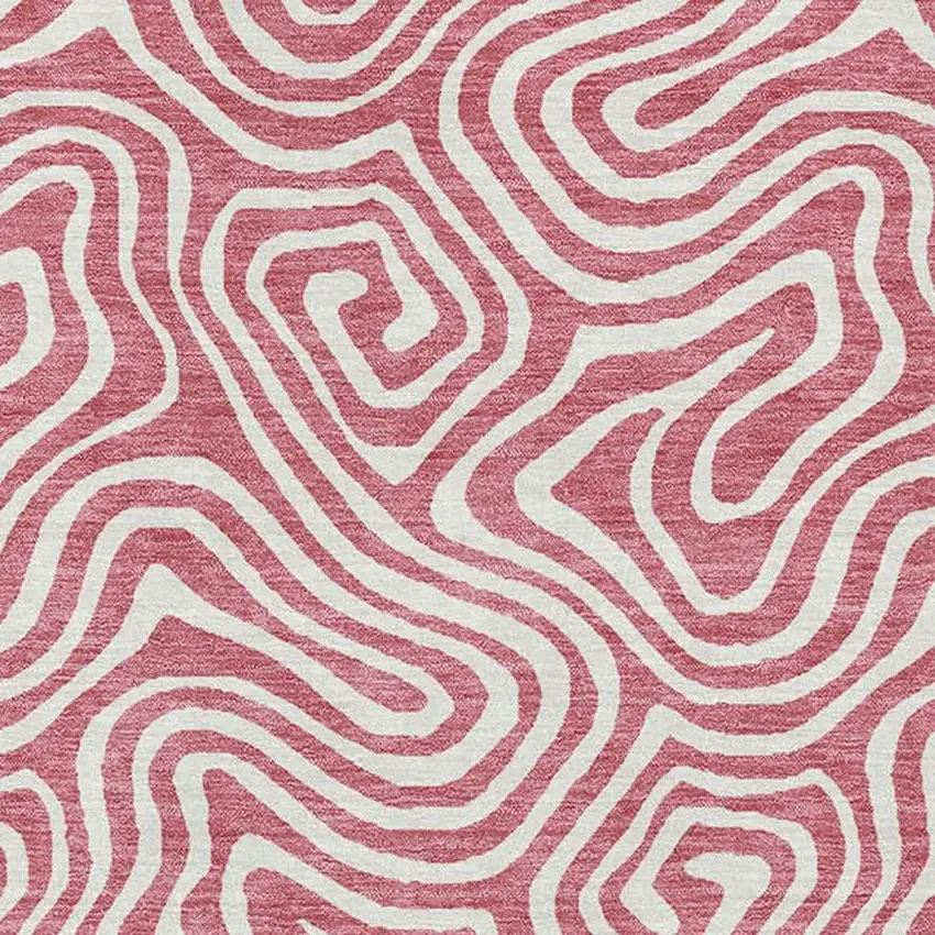 Blush And Ivory Abstract Washable Area Rug With UV Protection Photo 2