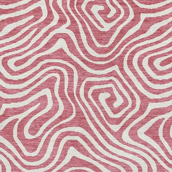 Blush And Ivory Abstract Washable Area Rug With UV Protection Photo 2