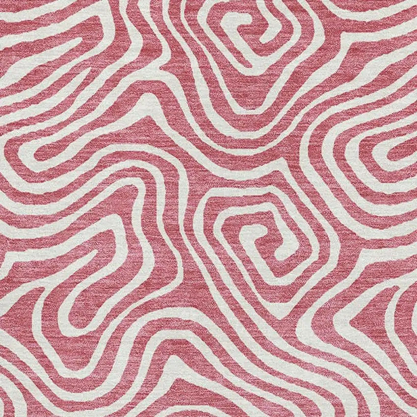 Blush And Ivory Abstract Washable Area Rug With UV Protection Photo 2