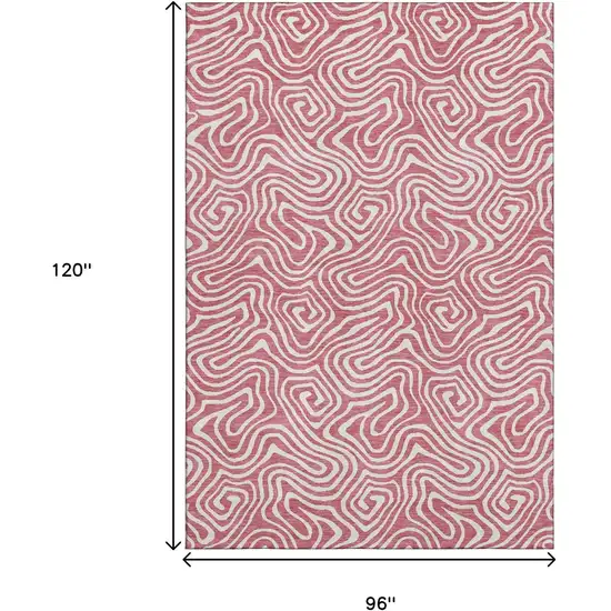 Blush And Ivory Abstract Washable Area Rug With UV Protection Photo 8