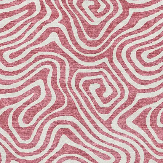 Blush And Ivory Abstract Washable Area Rug With UV Protection Photo 2