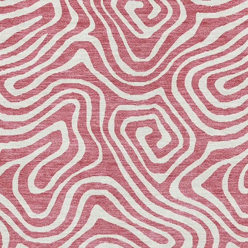 Blush And Ivory Abstract Washable Area Rug With UV Protection Photo 2