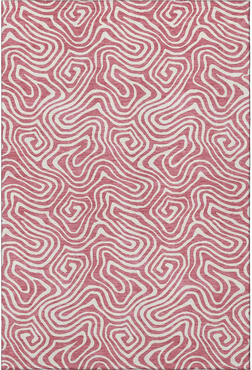 Blush And Ivory Abstract Washable Area Rug With UV Protection Photo 3