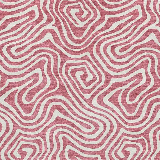 Blush And Ivory Abstract Washable Area Rug With UV Protection Photo 3