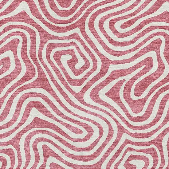 Blush And Ivory Abstract Washable Area Rug With UV Protection Photo 2