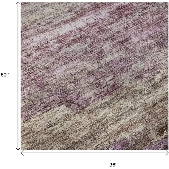 Blush And Ivory Abstract Washable Area Rug With UV Protection Photo 9