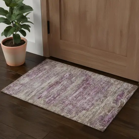 Blush And Ivory Abstract Washable Area Rug With UV Protection Photo 1