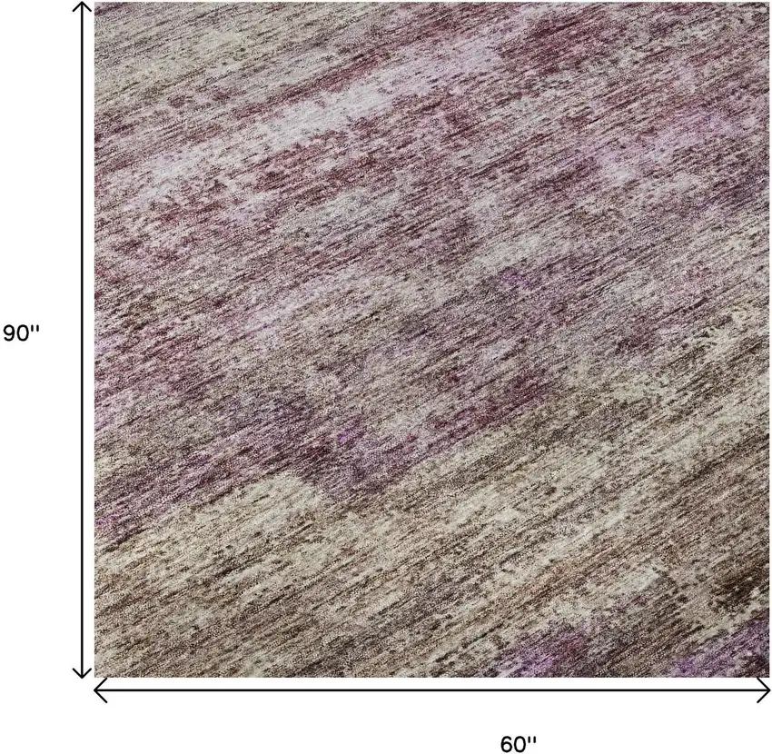 Blush And Ivory Abstract Washable Area Rug With UV Protection Photo 9