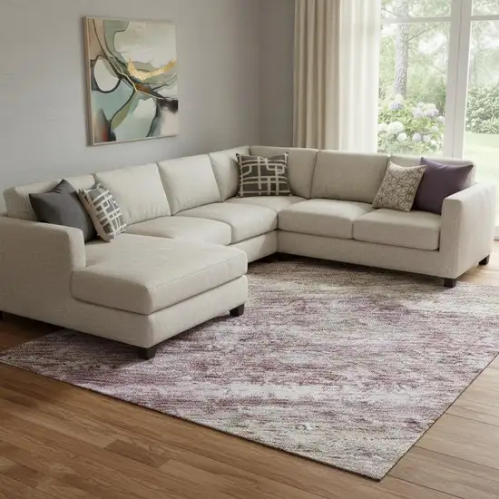 Blush And Ivory Abstract Washable Area Rug With UV Protection Photo 2