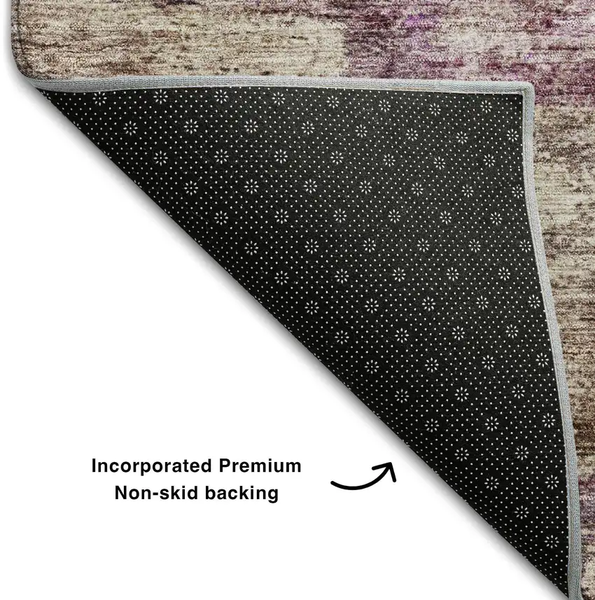 Blush And Ivory Abstract Washable Area Rug With UV Protection Photo 5