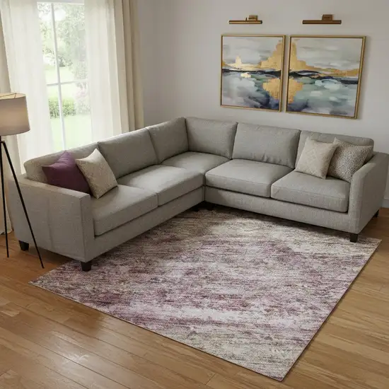 Blush And Ivory Abstract Washable Area Rug With UV Protection Photo 2