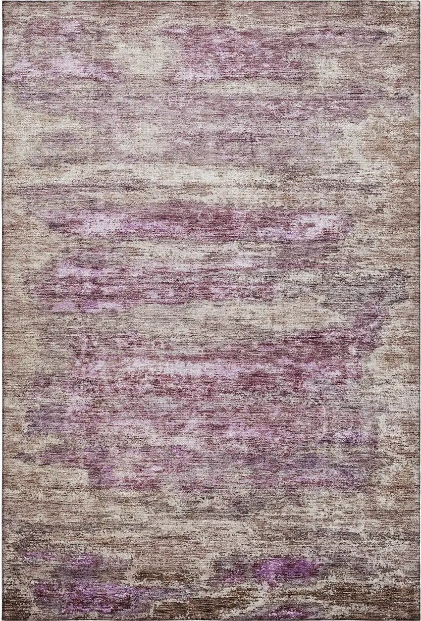 Blush And Ivory Abstract Washable Area Rug With UV Protection Photo 4