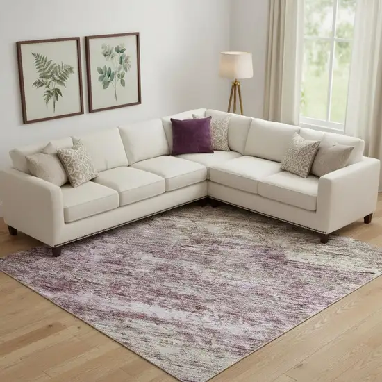 Blush And Ivory Abstract Washable Area Rug With UV Protection Photo 2