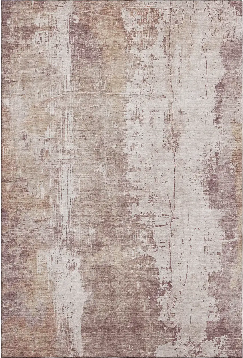 Blush And Ivory Abstract Washable Area Rug With UV Protection Photo 3
