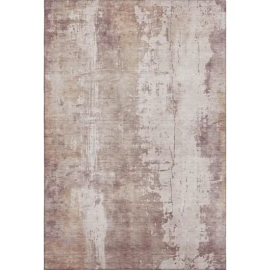 Blush And Ivory Abstract Washable Area Rug With UV Protection Photo 3