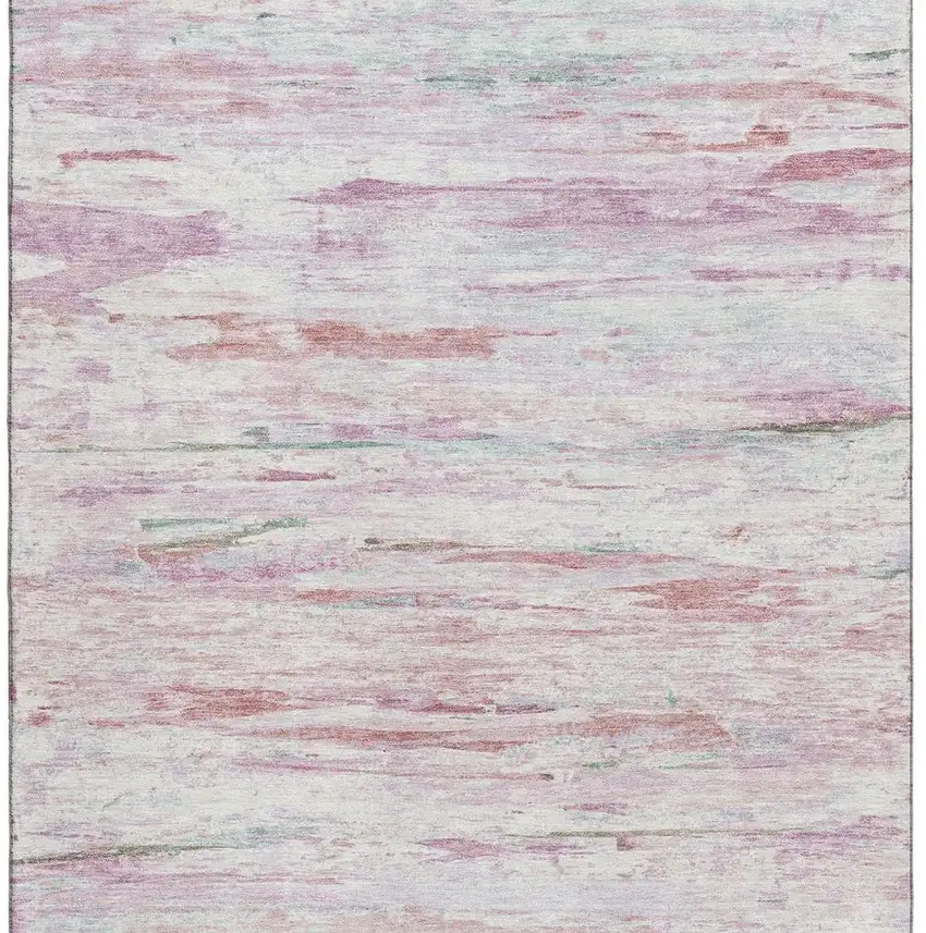 Blush And Ivory Abstract Washable Area Rug With UV Protection Photo 4