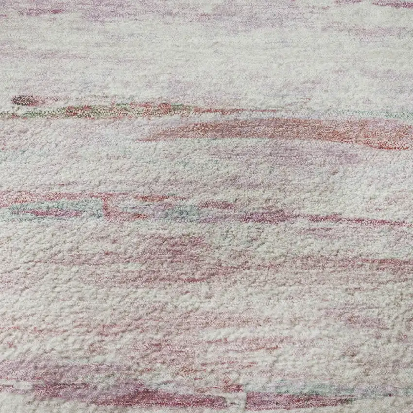 Blush And Ivory Abstract Washable Area Rug With UV Protection Photo 8