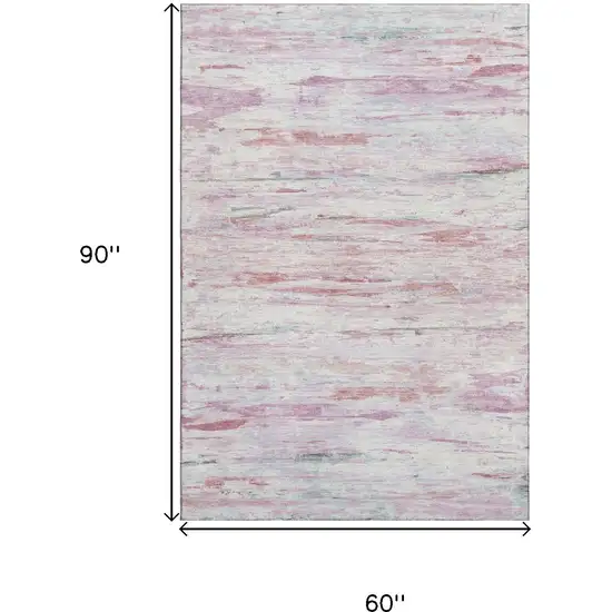 Blush And Ivory Abstract Washable Area Rug With UV Protection Photo 9