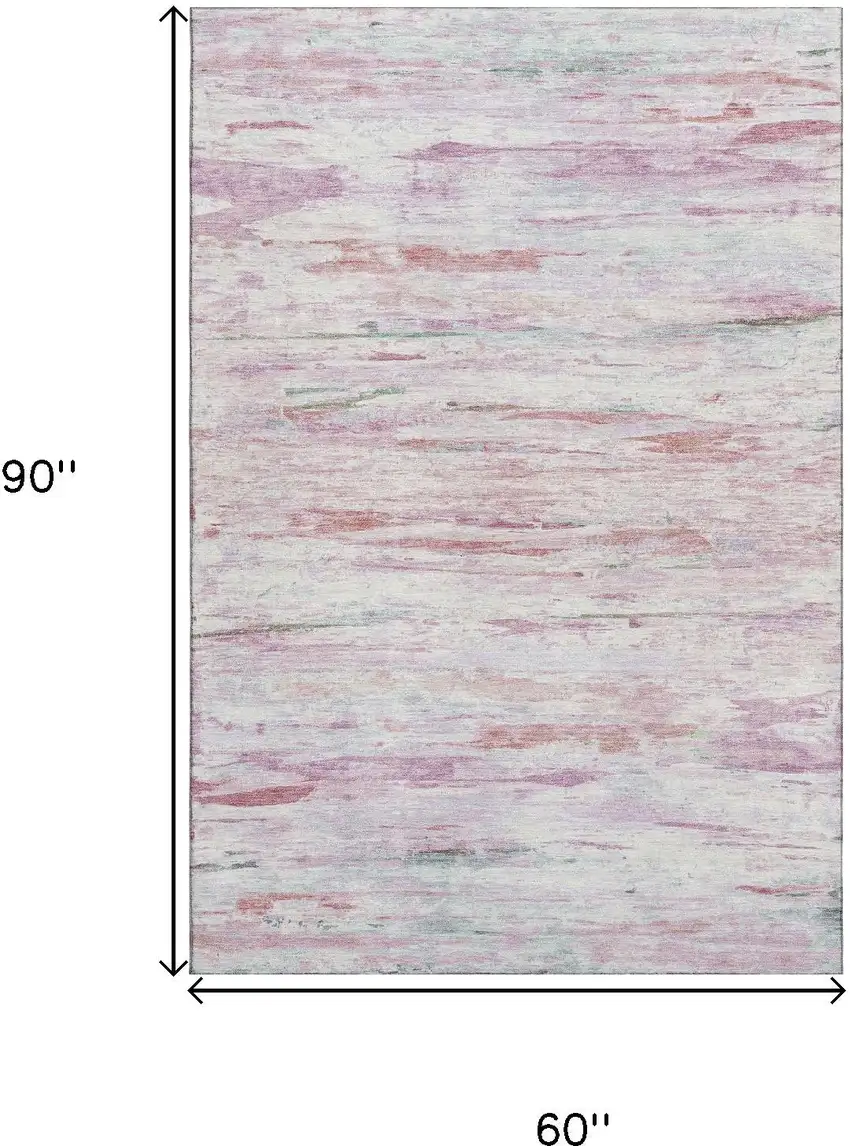 Blush And Ivory Abstract Washable Area Rug With UV Protection Photo 9