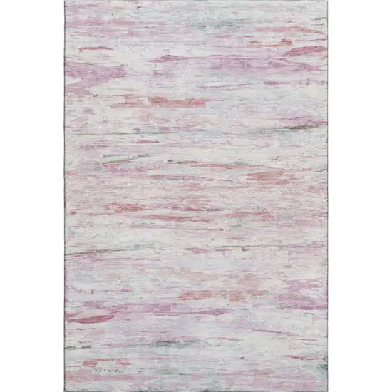 Blush And Ivory Abstract Washable Area Rug With UV Protection Photo 1