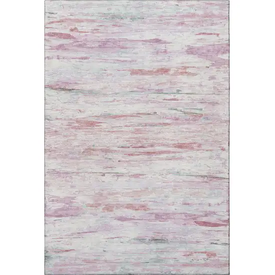Blush And Ivory Abstract Washable Area Rug With UV Protection Photo 4