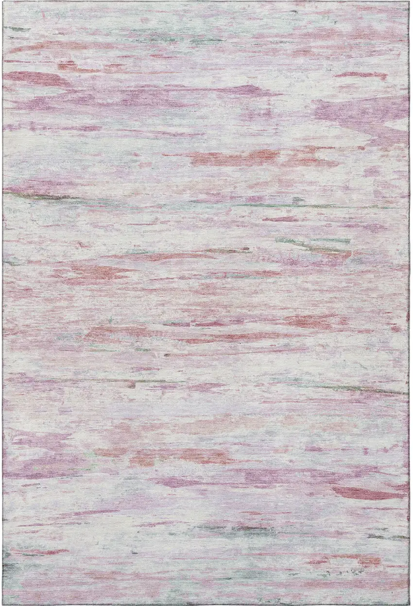 Blush And Ivory Abstract Washable Area Rug With UV Protection Photo 4