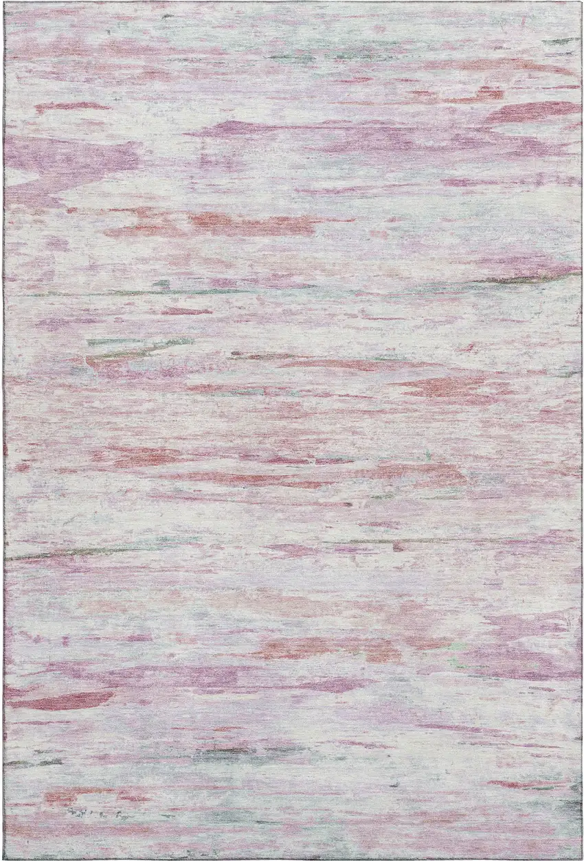 Blush And Ivory Abstract Washable Area Rug With UV Protection Photo 1