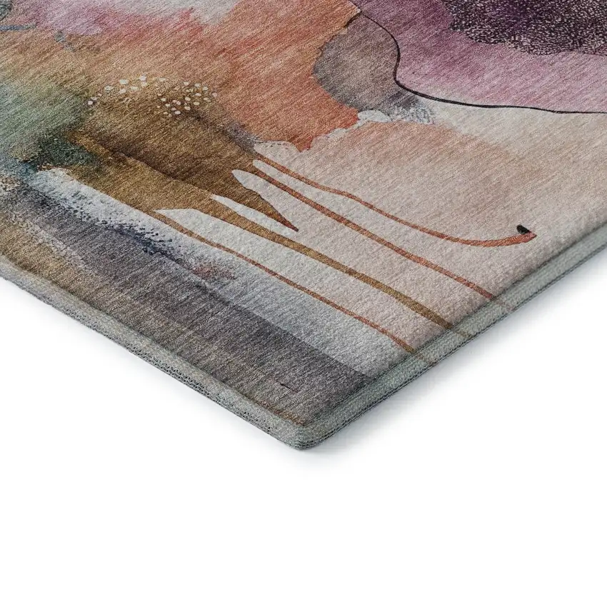 Blush And Ivory Abstract Washable Area Rug With UV Protection Photo 7