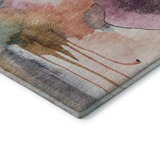 Blush And Ivory Abstract Washable Area Rug With UV Protection Photo 6