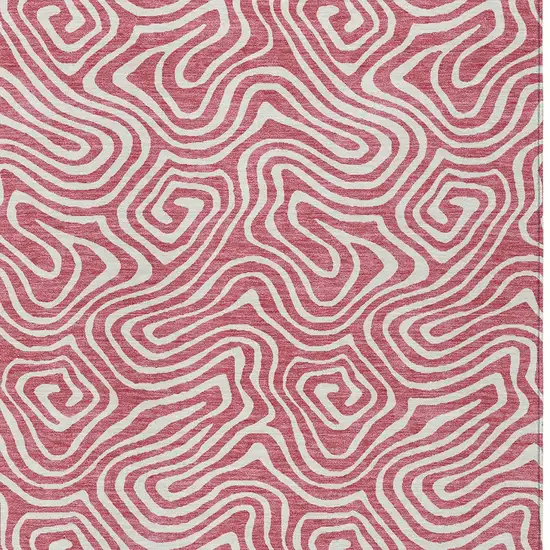 Blush And Ivory Abstract Washable Indoor Outdoor Area Rug Photo 7