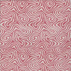 Photo of Blush And Ivory Abstract Washable Indoor Outdoor Area Rug