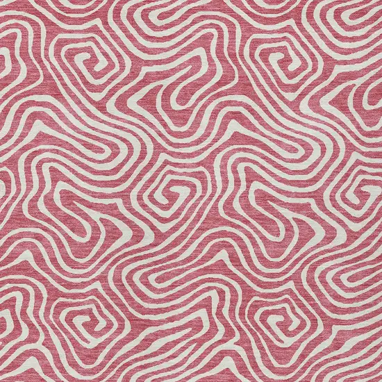 Blush And Ivory Abstract Washable Indoor Outdoor Area Rug Photo 7