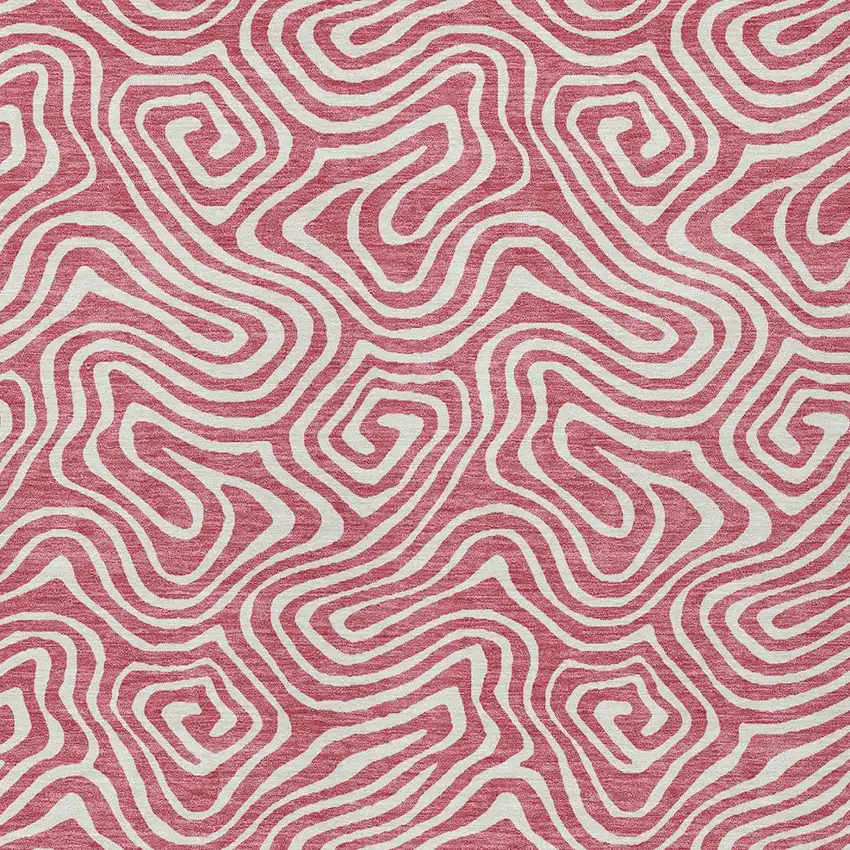 Blush And Ivory Abstract Washable Indoor Outdoor Area Rug Photo 7