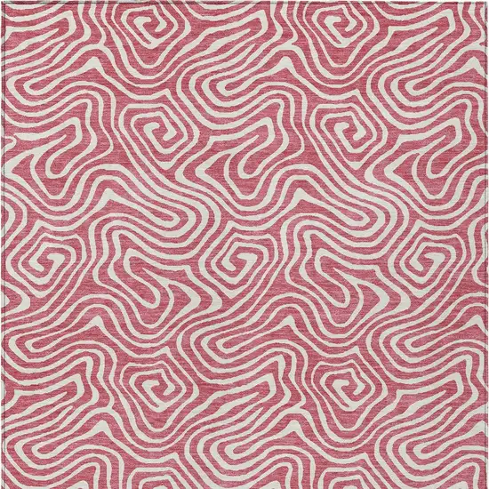Blush And Ivory Abstract Washable Indoor Outdoor Area Rug Photo 8