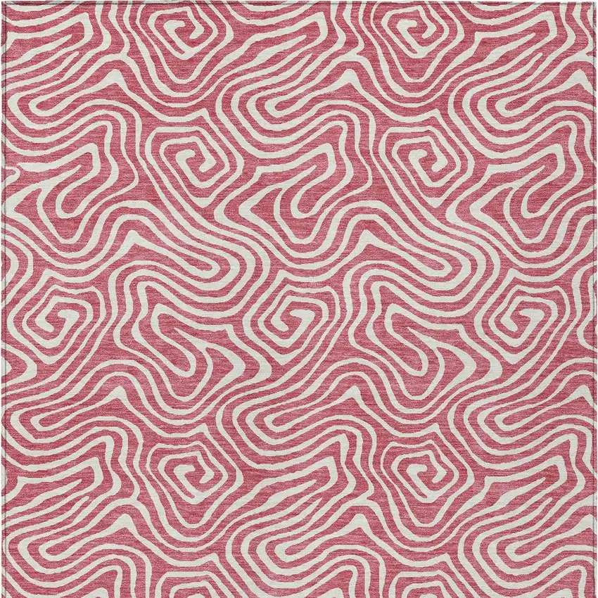 Blush And Ivory Abstract Washable Indoor Outdoor Area Rug Photo 8