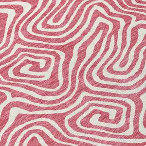 Photo of Blush And Ivory Abstract Washable Indoor Outdoor Area Rug